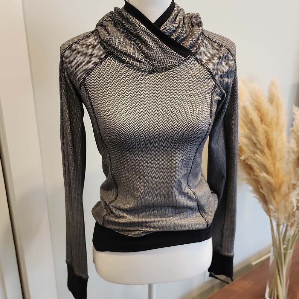 lululemon athletica Black and Gray Cowl Neck Sweater